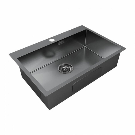 Врезная мойка Paulmark KRONER75 вороненая сталь