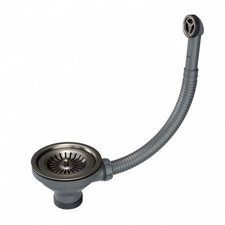 Аксессуары для мойки PAULMARK слив с круглым переливом вороненая сталь