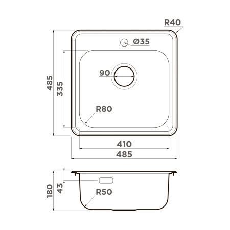 Врезная мойка OMOIKIRI Notoro 48 silver-matt