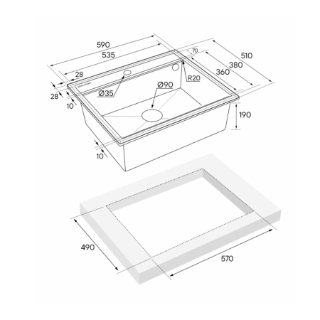 Врезная мойка Paulmark STEPIA60 белый матовый
