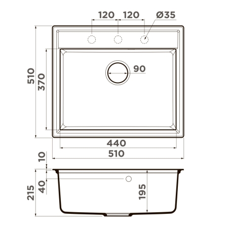 Врезная мойка OMOIKIRI Daisen 51 BL Artgranit/черный