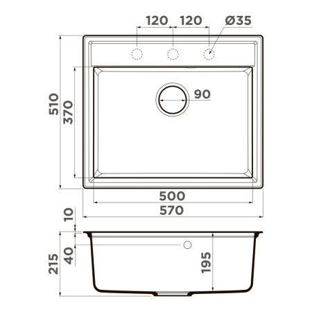Врезная мойка OMOIKIRI Daisen 57 BL Artgranit/черный