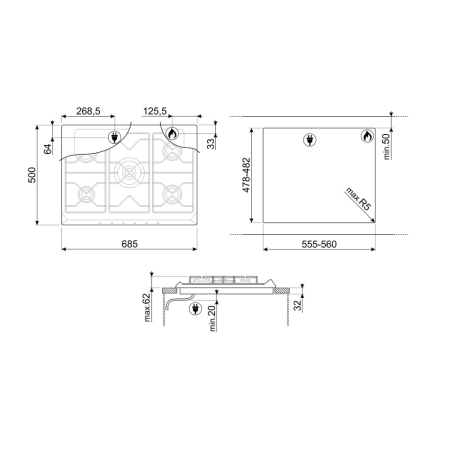 Газовая варочная поверхность SMEG SRV876POGH