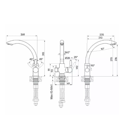 Смеситель 3 в 1 Paulmark ESSEN черный