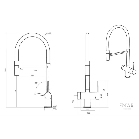 Смеситель 3 в 1 EMAR ЕС - 7024 Black