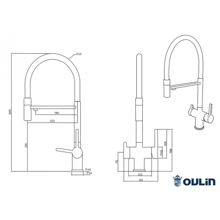 Смеситель 3 в 1 OULIN OL-8024 Satin