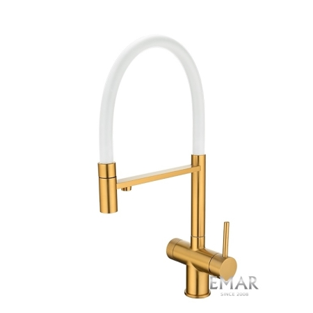Смеситель 3 в 1 EMAR ЕС - 7024WHT PVD Golden