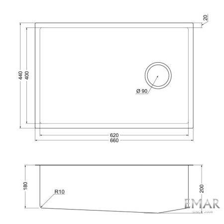 Врезная мойка EMAR EMB-660(TOP) PVD Dark