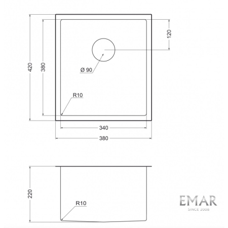 Мойка подстольный монтаж EMAR EMB-130 PVD Nano Golden