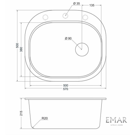 Врезная мойка EMAR EMQ-1570.C Барит