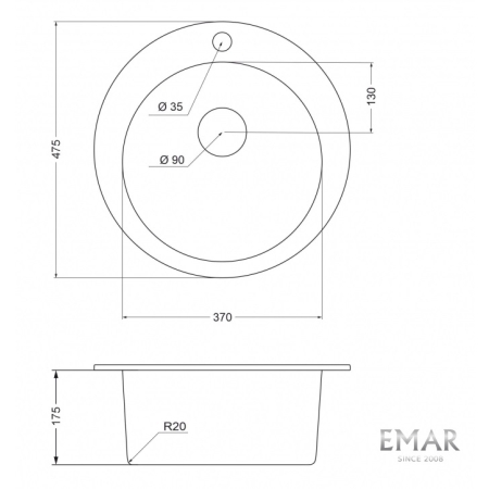 Врезная мойка EMAR EMQ-1475.C Барит