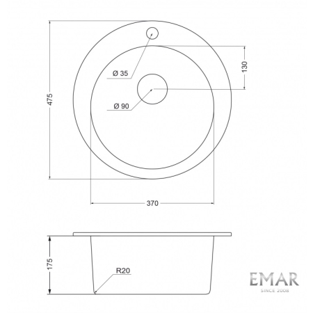 Врезная мойка EMAR EMQ-1475.C Морион