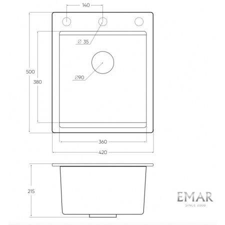 Врезная мойка EMAR EMQ-1420.Q Агат