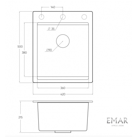 Врезная мойка EMAR EMQ-1420.Q Оникс