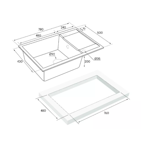 Врезная мойка Paulmark FLUGEN 60 антрацит