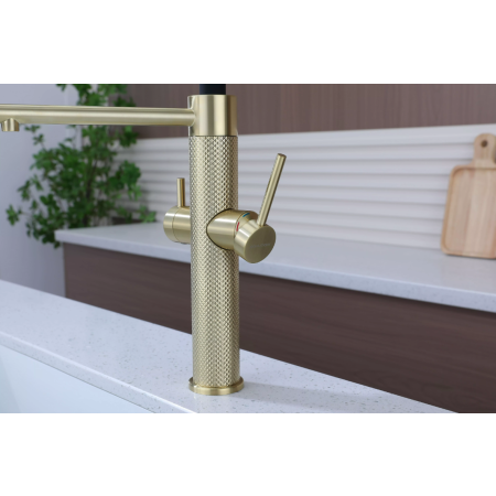 Смеситель 3 в 1 Paulmark NEXUS DIAMOND cветлое золото