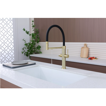 Смеситель 3 в 1 Paulmark NEXUS DIAMOND cветлое золото