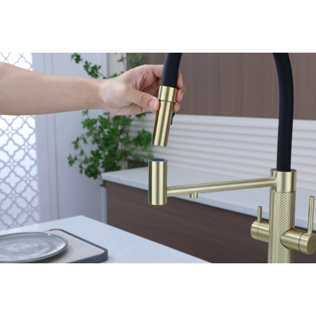 Смеситель 3 в 1 Paulmark NEXUS DIAMOND cветлое золото