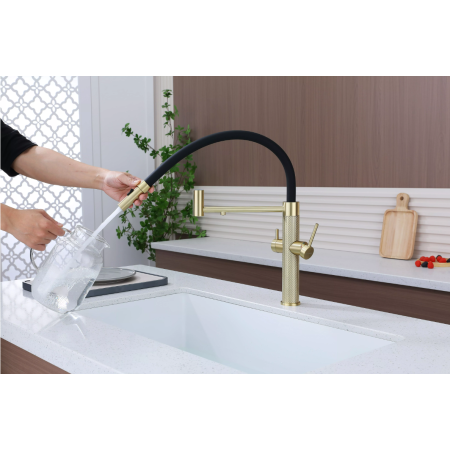 Смеситель 3 в 1 Paulmark NEXUS DIAMOND cветлое золото