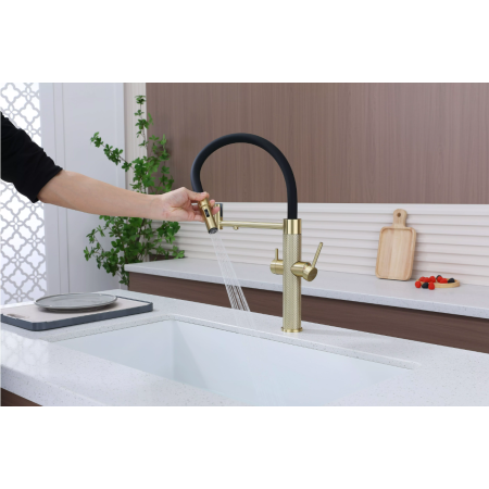 Смеситель 3 в 1 Paulmark NEXUS DIAMOND cветлое золото