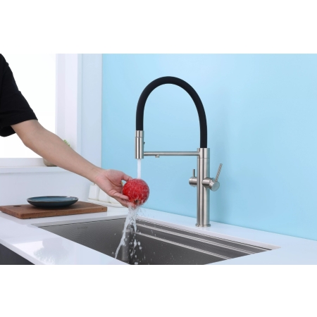 Смеситель 3 в 1 Paulmark NEXUS брашированная сталь