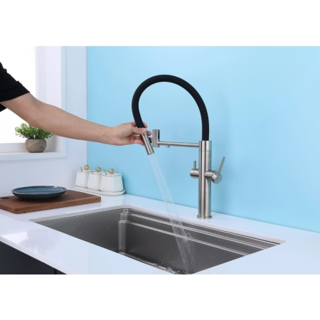 Смеситель 3 в 1 Paulmark NEXUS брашированная сталь
