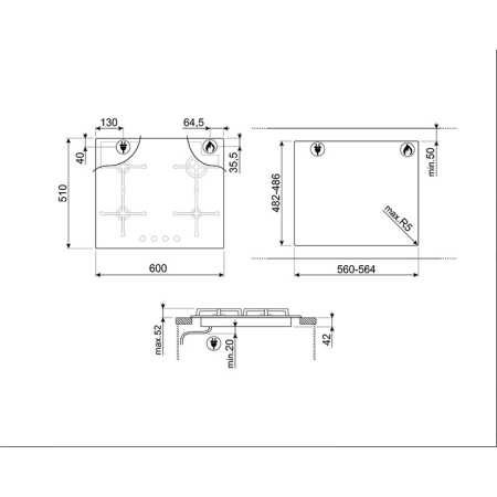 Газовая варочная поверхность SMEG PV264B