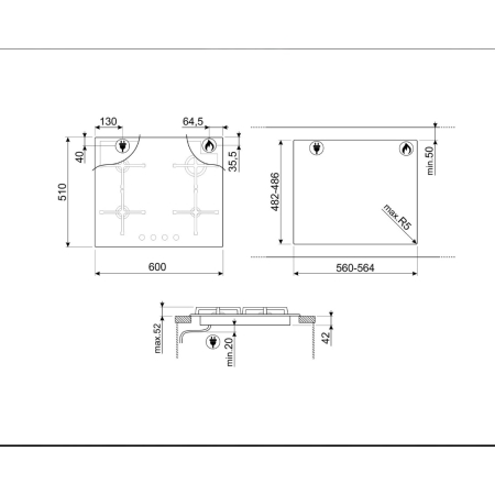Газовая варочная поверхность SMEG PV364N