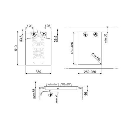 Газовая варочная поверхность SMEG PV632CNR