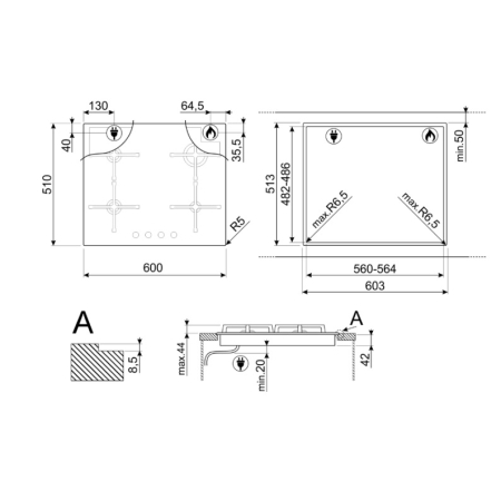 Газовая варочная поверхность SMEG PV864PO