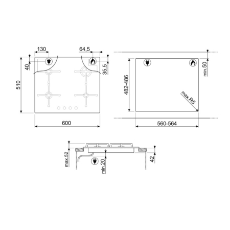 Газовая варочная поверхность SMEG PV864PO
