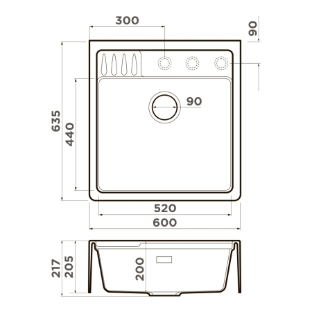 Врезная мойка OMOIKIRI Kinokawa 60-GB Artceramic/графит