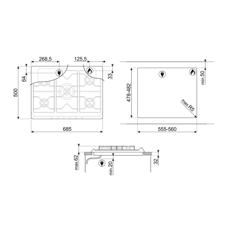 Газовая варочная поверхность SMEG SR775AO