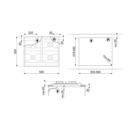 Газовая варочная поверхность SMEG SR964NGH