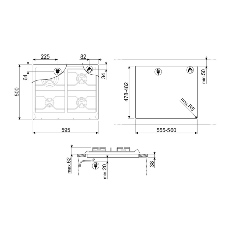 Газовая варочная поверхность SMEG SR964XGH