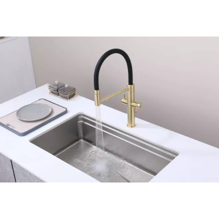 Смеситель 3 в 1 Paulmark NEXUS светлое золото