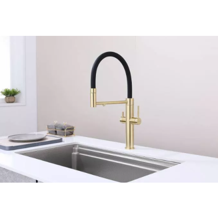 Смеситель 3 в 1 Paulmark NEXUS светлое золото