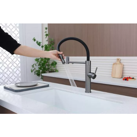 Смеситель 3 в 1 Paulmark GANYMEDE DIAMOND вороненая сталь