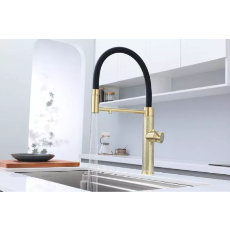 Смеситель 3 в 1 Paulmark GANYMEDE DIAMOND светлое золото