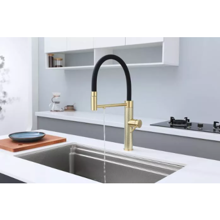 Смеситель 3 в 1 Paulmark GANYMEDE DIAMOND светлое золото