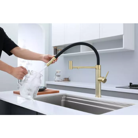 Смеситель 3 в 1 Paulmark GANYMEDE DIAMOND светлое золото