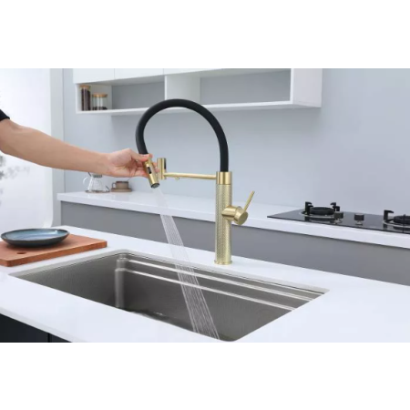 Смеситель 3 в 1 Paulmark GANYMEDE DIAMOND светлое золото