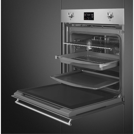 Электрический духовой шкаф с функцией пара и пиролиза SMEG SOP6302S2PX