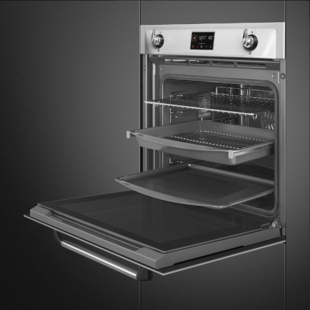 Электрический духовой шкаф с функцией пара и пиролиза SMEG SOP6902S2PX