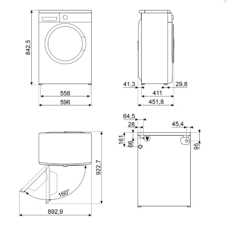 Соло стиральная машина SMEG WM3T60CRU