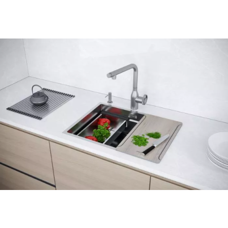 Мойка подстольный монтаж Paulmark NEXT-MULTI SINK54UNI брашированная сталь