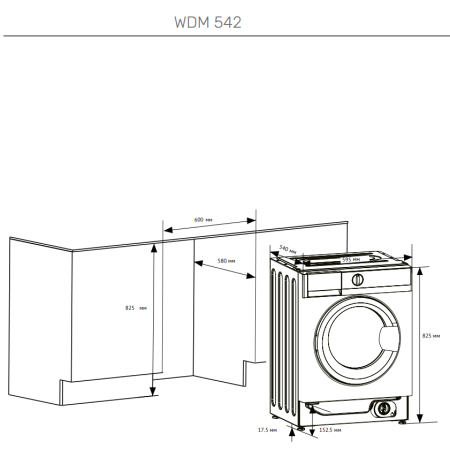 Встраиваемая стиральная машина с функцией сушки KUPPERSBERG WDM542