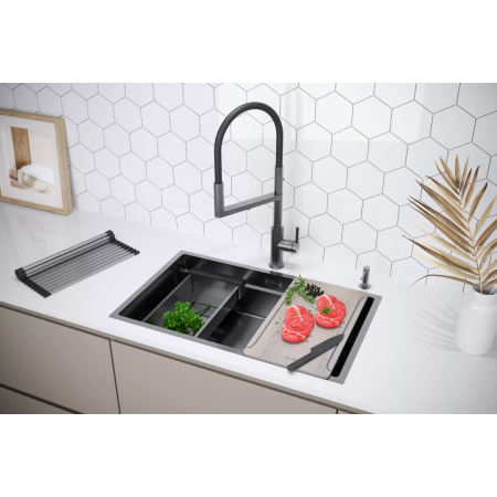 Мойка подстольный монтаж Paulmark NEXT-MULTI SINK 74 UNI вороненая сталь
