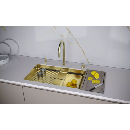 Мойка подстольный монтаж Paulmark NEXT-MULTI SINK 74 UNI светлое золото
