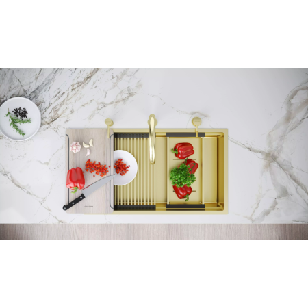 Мойка подстольный монтаж Paulmark NEXT-MULTI SINK 74 UNI светлое золото